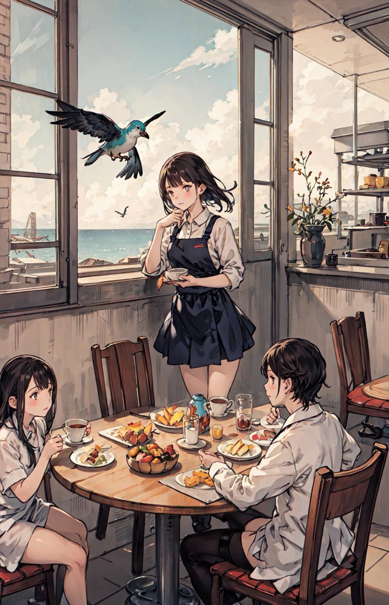 189669-3743639904-best quality, detailed background, girl,sea, cafeteria, bird, snow, winter,.png